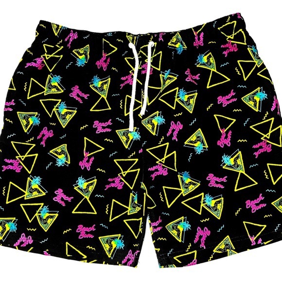 80s style swim trunks
